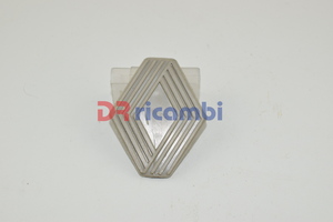 [DR0367] LOGO FREGIO RENAULT D'EPOCA ( 63 mm x 50 mm ) IN PLASTICA GRIGIO DR0367